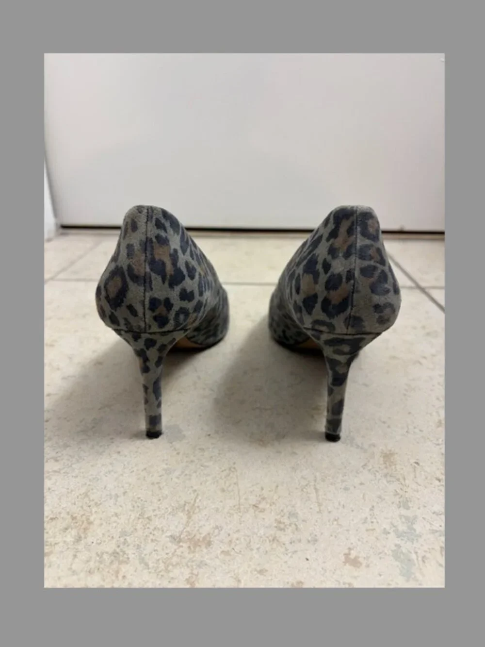 H&M Women's Animal Print Heels US6 Eur37 Gray Black Pumps Faux Suede Pointed